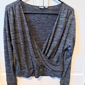 GAP Charcoal Wrap Blouse